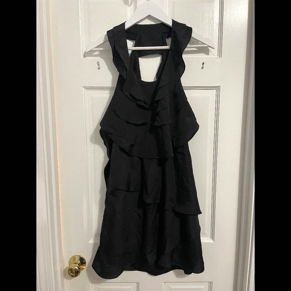 The Impeccable Pig Little Black Dress - Backless with Ruffles - Size M - Picture 1 of 5